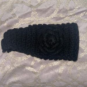 Black Knitted Flower Headband